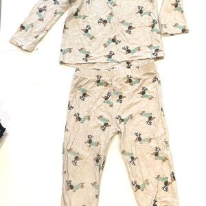 3T Neutral Dog/Reindeer Bamboo Pajama Set